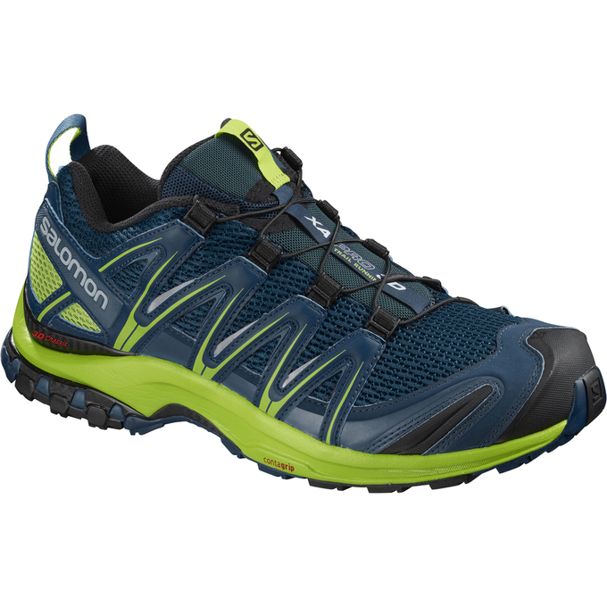 Chaussures De Trail Running Salomon Homme Bleu Foncé / Vert - Salomon XA PRO 3D - France (4072-TRXBS